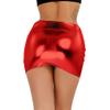 Linjinx Women's Shiny Metallic Soild Liquid Wet Look Mini Skirt Stretchy Bodycon Clubwear Red One Size view 2