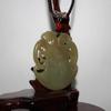 2" China Certified Nature Hetian Nephrite Sugar Jade Double Dragon Amulet Hand Carved Necklace Pendant 4819 view 2
