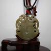 2" China Certified Nature Hetian Nephrite Sugar Jade Double Dragon Amulet Hand Carved Necklace Pendant 4819 view 4