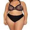 Curvy Couture Plus Size Women's Mesh High Cut Thong, Black Hue, XXL view 1
