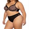 Curvy Couture Plus Size Women's Mesh High Cut Thong, Black Hue, XXL view 2