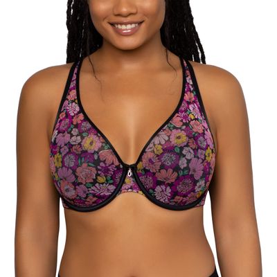 Curvy Couture Curvy Couture Women's Tulip Sexy Lace Plus Size Push Up Bra , Retro Roses, 44DD