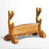 Munetoshi 2 Tier Solid Wood Samurai Sword Display Stand w/ Natural Stain Finish Velvet Lined view 2