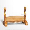 Munetoshi 2 Tier Solid Wood Samurai Sword Display Stand w/ Natural Stain Finish Velvet Lined view 3