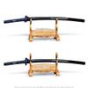 Munetoshi 2 Tier Solid Wood Samurai Sword Display Stand w/ Natural Stain Finish Velvet Lined view 4