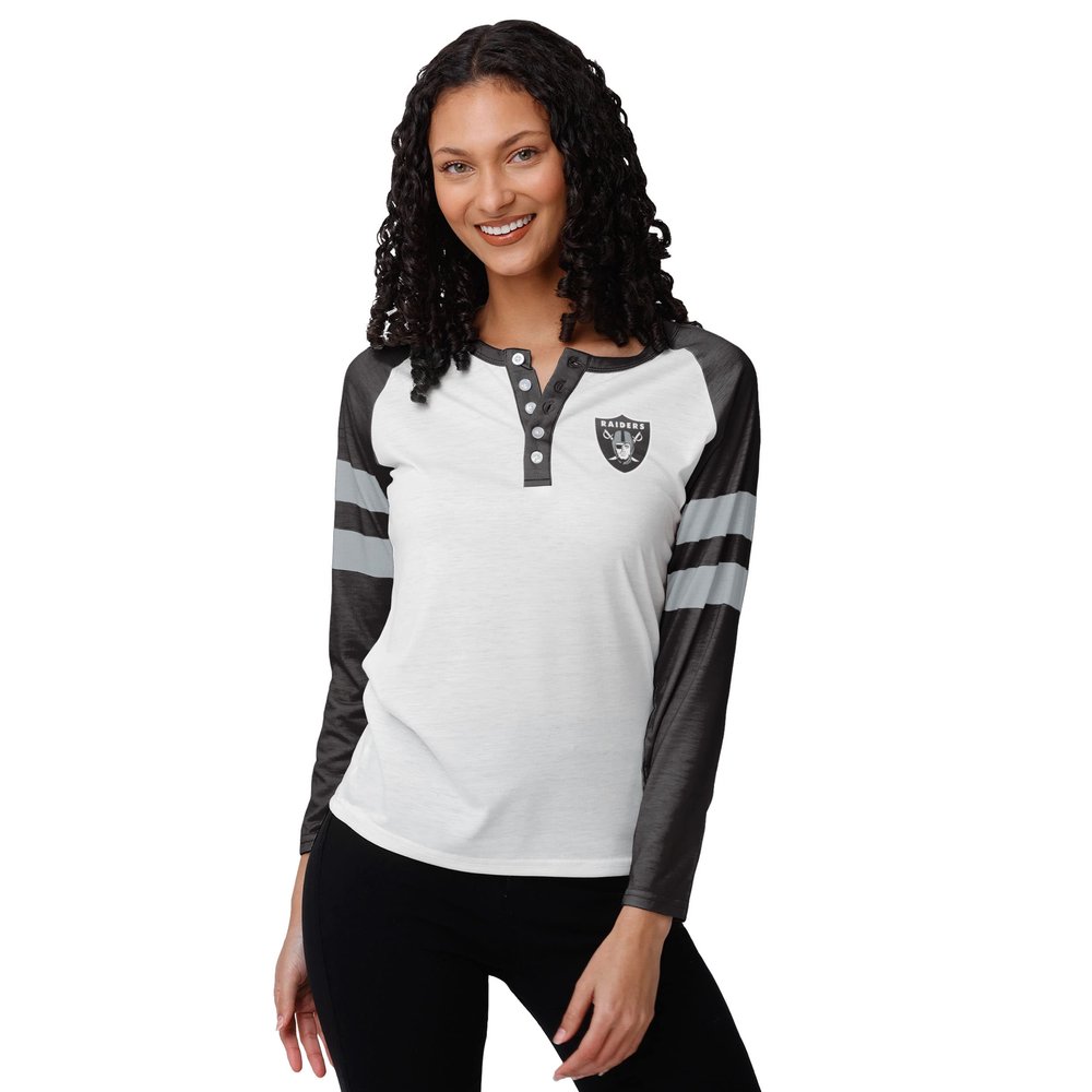 FOCO womens Nfl Team Logo Ladies Fashion Long Sleeve Henley Shirt, Big Logo, X-Large US