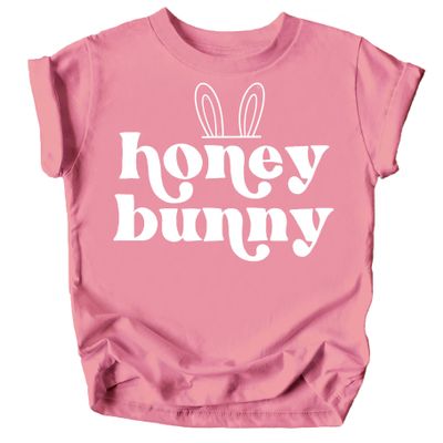 Olive Loves Apple Honey Bunny Easter Shirt for Baby and Toddler Youth Girls White on Mauve Shirt 18 Months