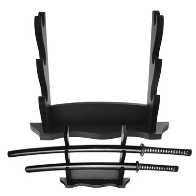 Munetoshi 3-Tier Solid Wood Table or Wall Mount Katana Sword Display Dragon Back Velvet