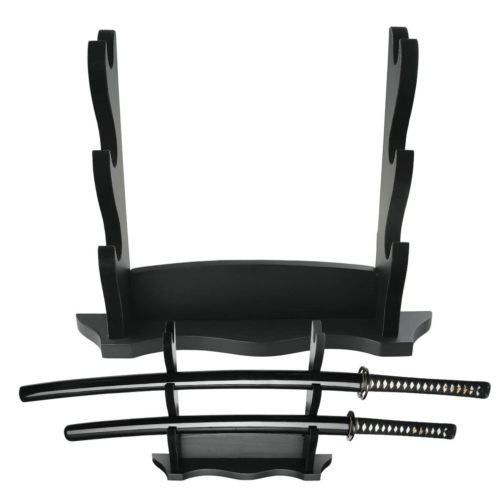 Munetoshi 3-Tier Solid Wood Table or Wall Mount Katana Sword Display Dragon Back Velvet