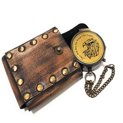 Brass Pocket Compass Quote Engraved Compass with Case Gift for Birthday, Graduation, Anniversary, Retirement, or Christmas, Home Decor, Inspirational Gifts - Vintage Style Working Compass (Design 1)