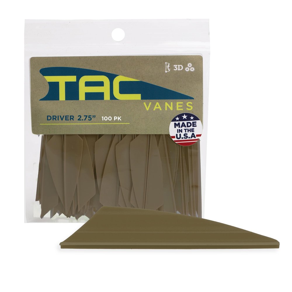 TAC Vanes Driver Hybrid Vanes, Archery & Bow Hunting, 100 Pack, 2.75" OD Green