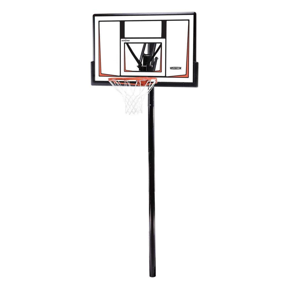 Lifetime 90679 Adjustable In-Ground Basketball Hoop, 50-Inch Shatterproof Polycarbonate Backboard