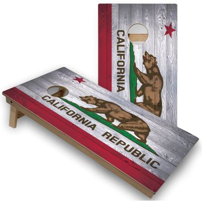Skip's Garage California Flag Corn Hole Set - Premium - Include Case + Hole Lights