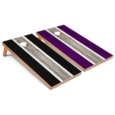 Black and Purple Striped Corn Hole Set - Regular - No Accessories