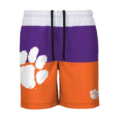 Clemson Tigers NCAA Mens 3 Stripe Big Logo Swimming Trunks
