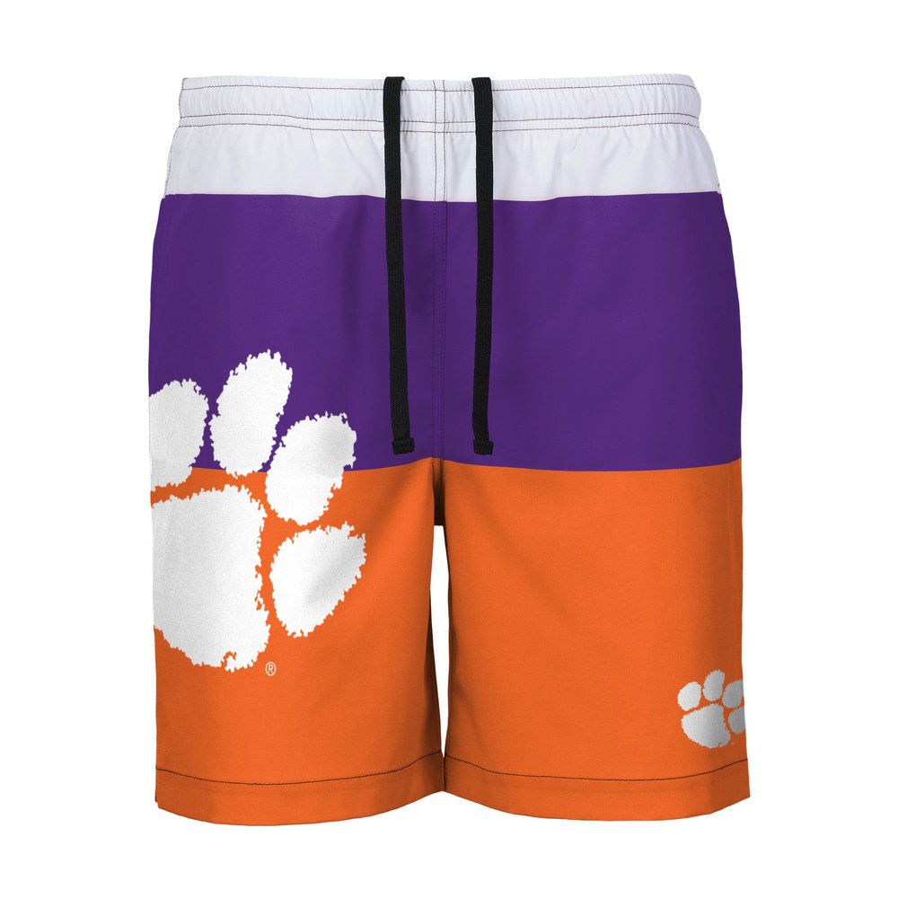 Clemson Tigers NCAA Mens 3 Stripe Big Logo Swimming Trunks