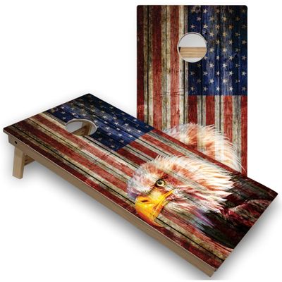 Skip's Garage American Flag Eagle Corn Hole Set - Regular - Include Carrying Case