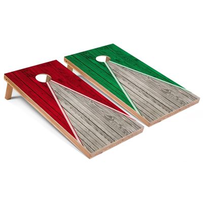 Skip's Garage Red and Kelly Pyramid Corn Hole Set - Premium - Include Hole + Edge Lights