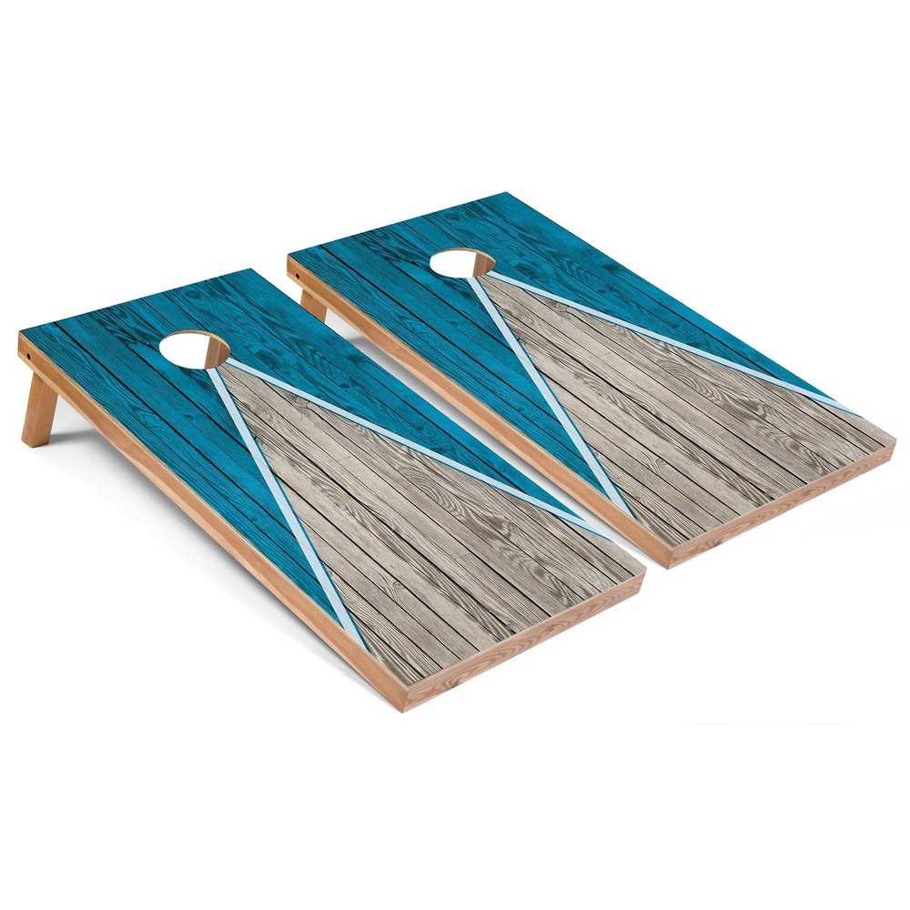 Skip's Garage Turquoise Pyramid Corn Hole Set - Premium - Include Case + Hole + Edge Lights