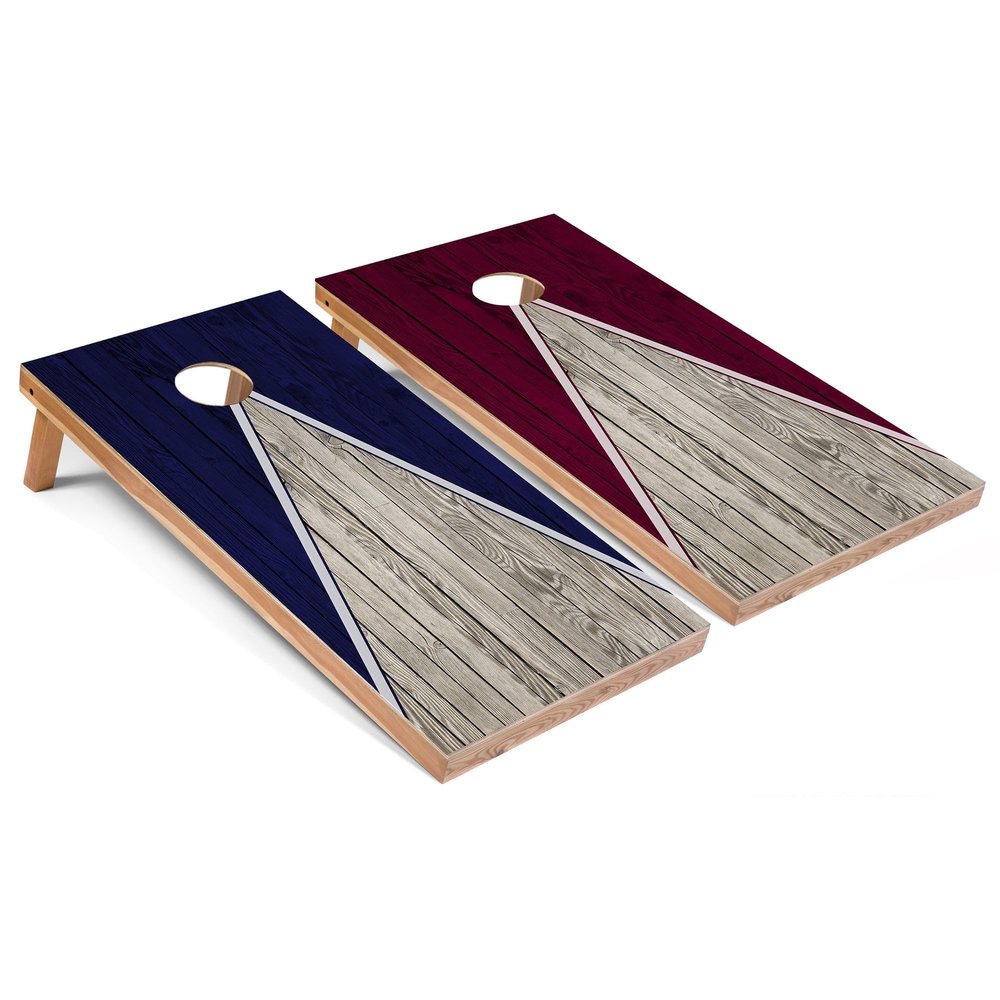 Skip's Garage Navy and Maroon Pyramid Corn Hole Set - Regular - Include Case + Edge Lights