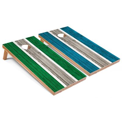 Kelly and Turquoise Striped Corn Hole Set - Regular - No Accessories