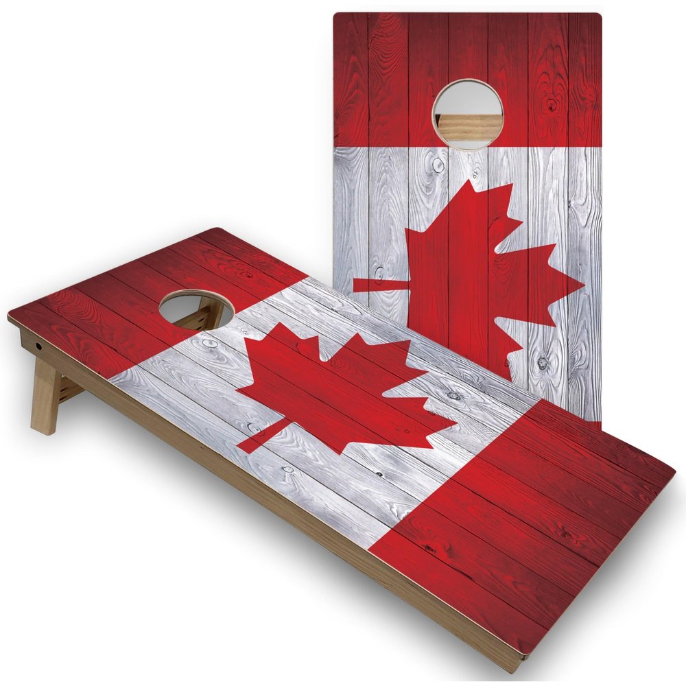Skip's Garage Canadian Flag Corn Hole Set - Regular - Include Case + Hole + Edge Lights