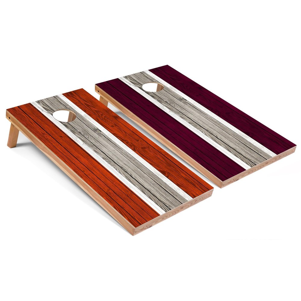 Orange and Maroon Striped Corn Hole Set - Regular - No Accessories