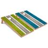 Lime and Turquoise Striped Corn Hole Set - Premium - Include Hole + Edge Lights view 1