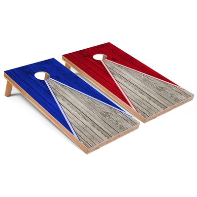 Skip's Garage Royal and Red Pyramid Corn Hole Set - Premium - Include Hole + Edge Lights