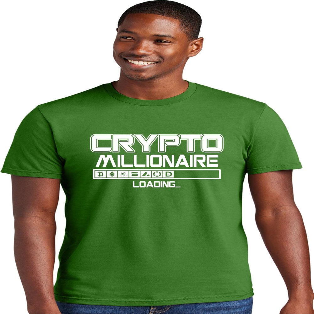 3X-Large Kelly Green Mens Crypto Millionaire Loading Bitcoin Ethereum Funny Deluxe Soft T-Shirt