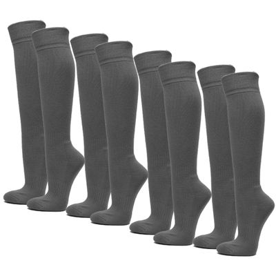 COUVER Knee High Sports Athletic Baseball Softball Socks, 4 Pairs Pack, Charcoal Gray, Medium