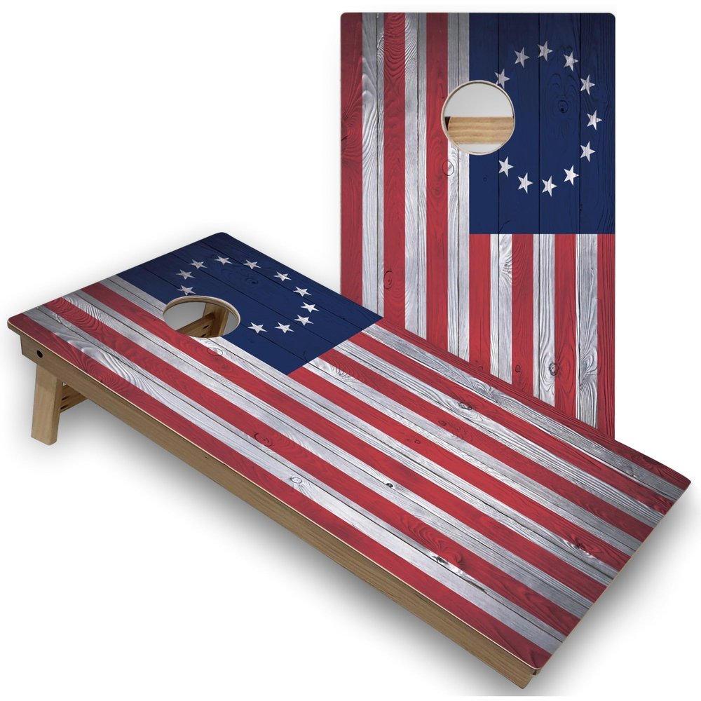 American Flag Stars Corn Hole Set - Regular - Include Hole Lights
