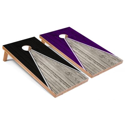 Skip's Garage Black and Purple Pyramid Corn Hole Set - Regular - Include Edge Lights