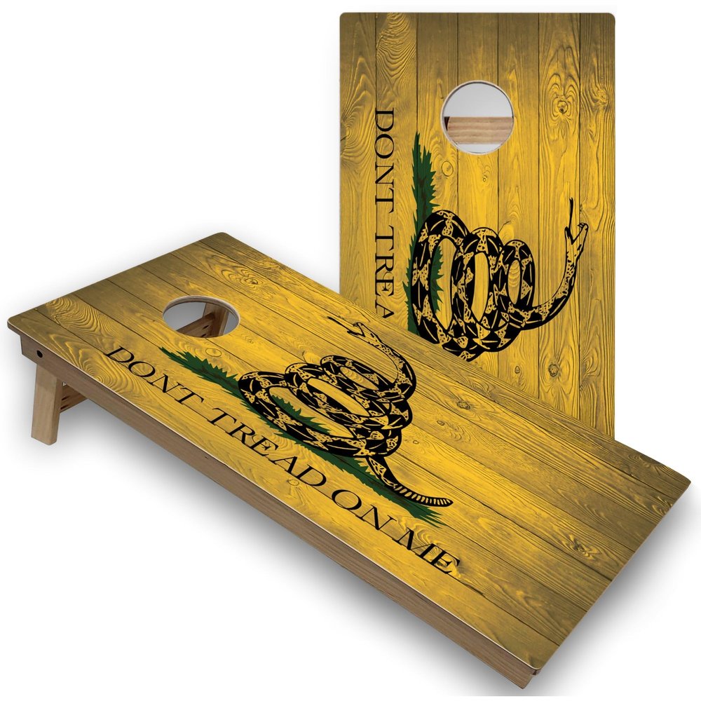 Skip's Garage Gadsden Flag Corn Hole Set - Premium - Include Edge Lights