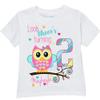 Cute Owl T-shirt Custom Birthday Party T-shirt, White, Personalized shirt (3T) view 1