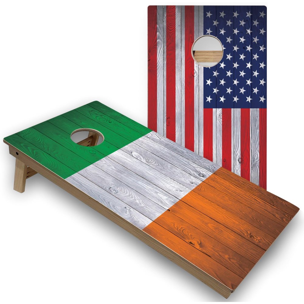 Skip's Garage Ireland & American Flag Corn Hole Set - Regular - Include Carrying Case