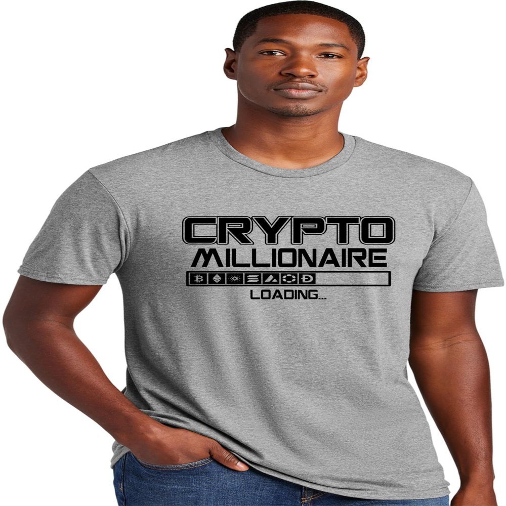 3X-Large Dark Heather Gray Mens Crypto Millionaire Loading Bitcoin Ethereum Funny Deluxe Soft T-Shirt