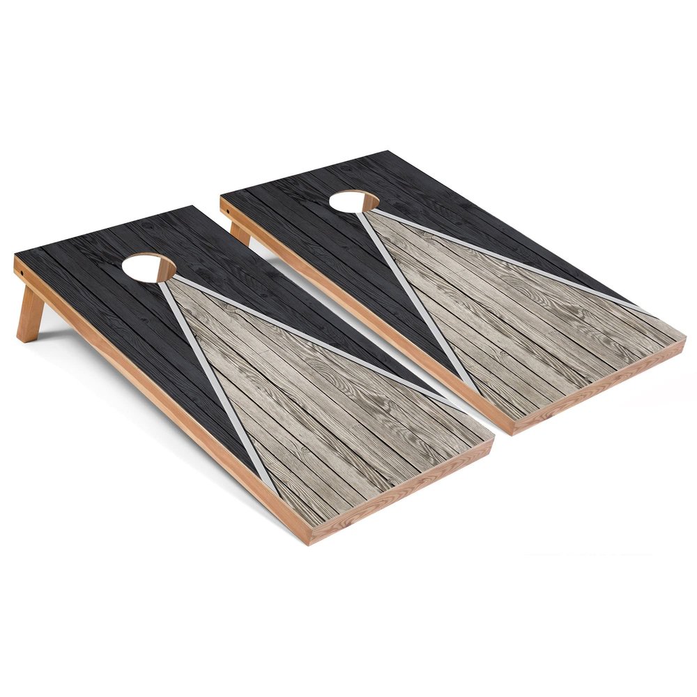 Skip's Garage Dark Grey Pyramid Corn Hole Set - Premium - Include Hole + Edge Lights
