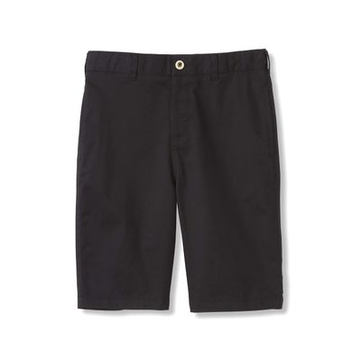 French Toast Boys' Adjustable Waist Flat Front Chino Bermuda Shorts with Stretch (Standard & Husky), Black, 6