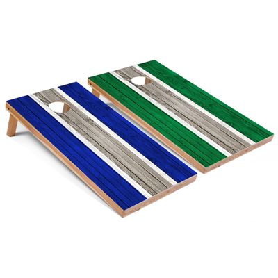 Royal and Kelly Striped Corn Hole Set - Regular - Include Edge Lights
