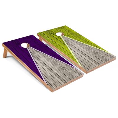 Skip's Garage Purple and Lime Pyramid Corn Hole Set - Premium - No Accessories