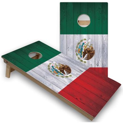 Skip's Garage Mexico Flag Corn Hole Set - Regular - Include Case + Hole + Edge Lights
