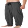 CLANMILUMS Mens Cotton Linen Loose Casual Lightweight Elastic Waist Summer Beach Pants (3X-Large, Dark Grey) view 1