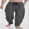 CLANMILUMS Mens Cotton Linen Loose Casual Lightweight Elastic Waist Summer Beach Pants (3X-Large, Dark Grey) view 2
