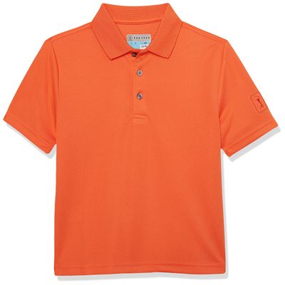 PGA Tour Boys Airflux Short Sleeve Golf Polo Shirt, Ribbed Collar, Moisture-Wicking, Sun Protection, Ventilated Lightweight, Spring Bouquet, Medium