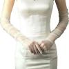 Acenail White Long Gloves Womens Wedding Tulle Gloves Elbow Length 20s Opera Glove Sheer Gloves for Brides (White)