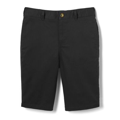 French Toast Boys' Adjustable Waist Flat Front Chino Bermuda Shorts with Stretch (Standard & Husky), Black, 14 Husky