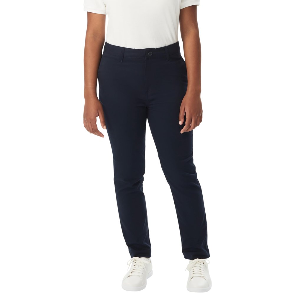 French Toast Young Women's Juniors' Slim Fit Stretch Twill Pant, Navy, 12