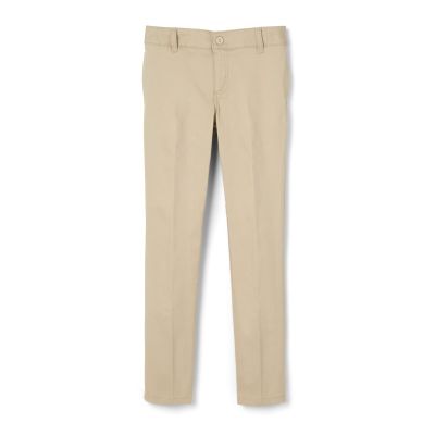 French Toast Girls Adjustable Waist Stretch Twill Skinny Pant (Standard & Plus), Khaki, 8