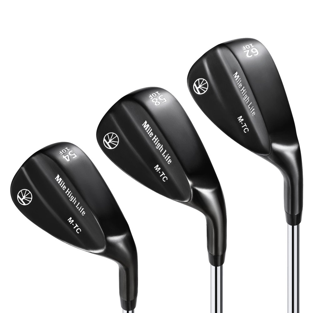 Mile High Life Golf Wedges| Entry Level Golf Sand Wedge Sets | Golf Gap Wedge Sets | Black Titanium Layer Lob Wedge Golf Clubs for Men & Women | 54/58/62 Degree Wedge Right Hand
